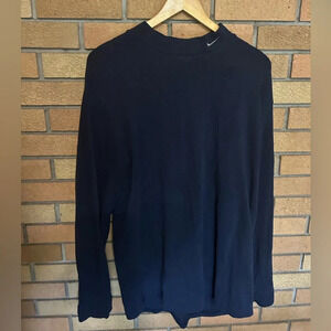 Nike Men's Logo Crewneck Pullover Knit Long Sleeve Shirt Navy Blue Size XL